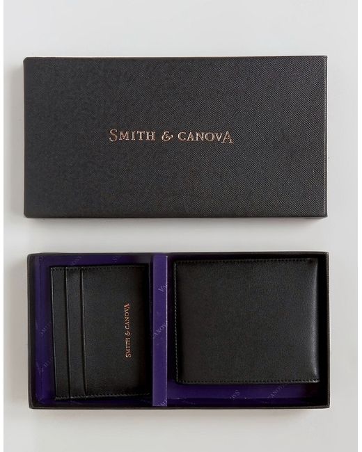 Smith & Canova Classic Leather Wallet and Card Holder Gift Set