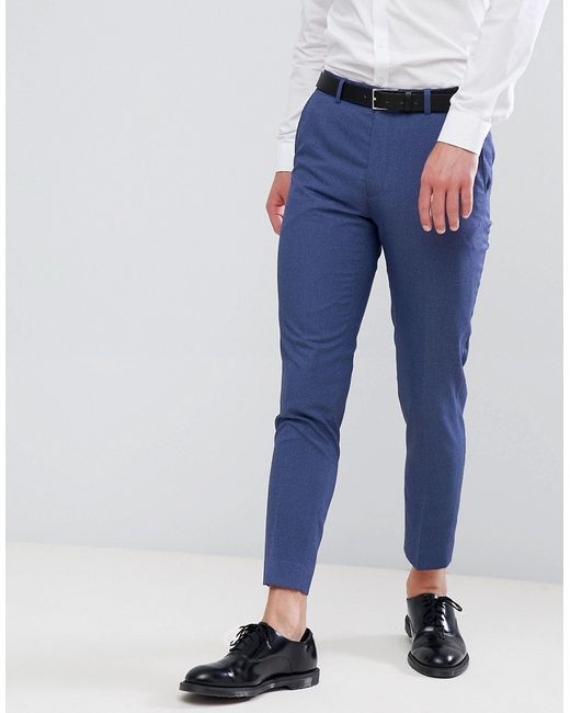 Moss Bros Moss London skinny cropped suit pants in