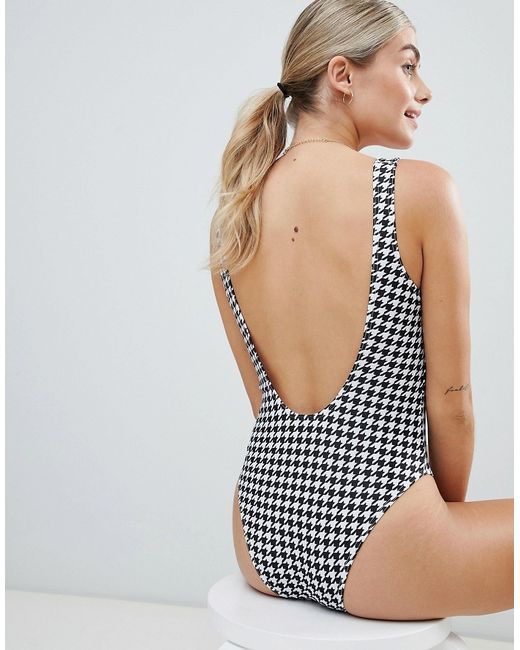 Playful Promises Le Palm Basic Scoop Back Swimsuit In Houndstooth