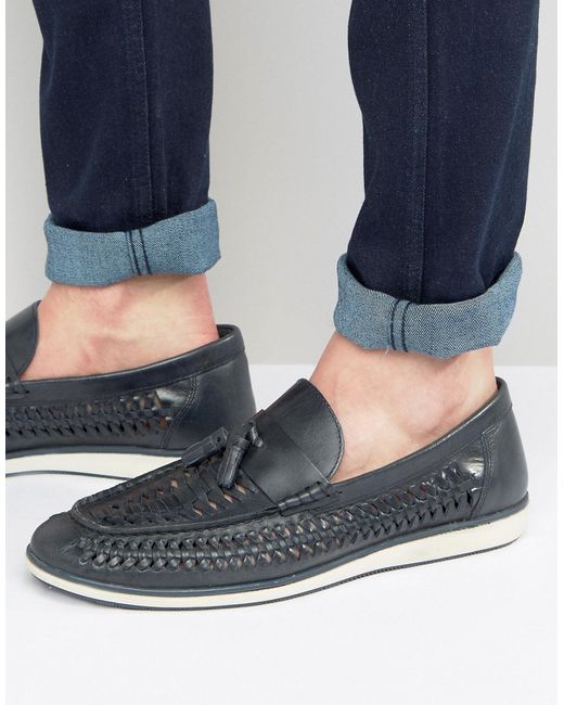 Red Tape Woven Tassel Loafers In Leather