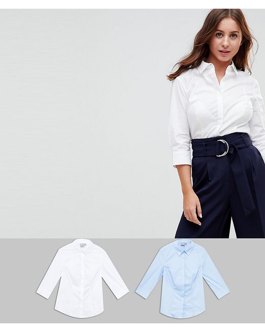 ASOS Petite Fuller Bust 3/4 Sleeve Shirt in Stretch Cotton 2