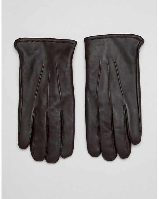 Asos Design leather touchscreen gloves in