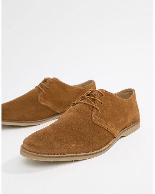 Asos DESIGN lace up shoes in suede with natural sole