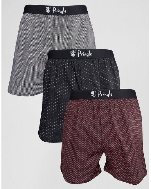 Pringle Woven Boxers In 3 Pack With Spot In
