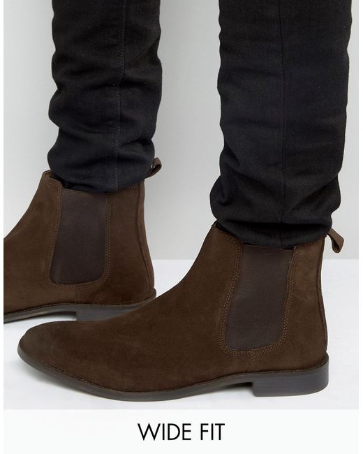 Asos Wide Fit Chelsea Boots in Suede