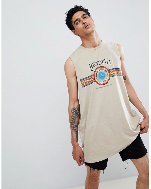 Asos DESIGN oversized super longline sleeveless t-shirt with dropped armhole and