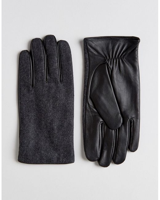 Asos Leather Gloves In Melton