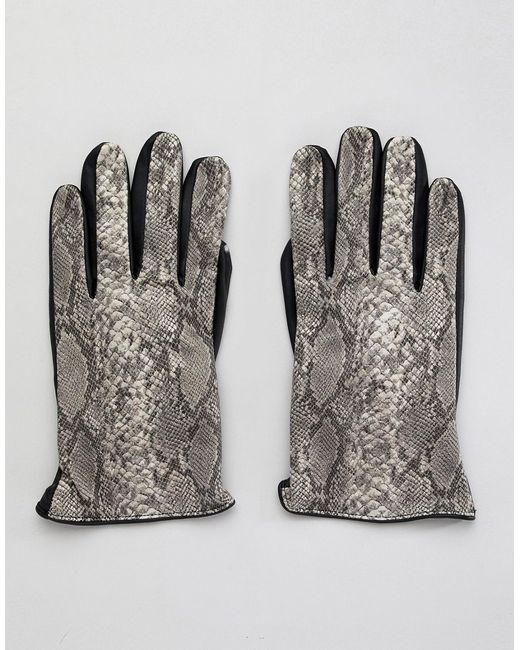 Asos Design faux leather gloves in snakeskin design