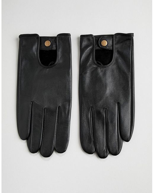 Asos Design ASOS Leather Driving Gloves In