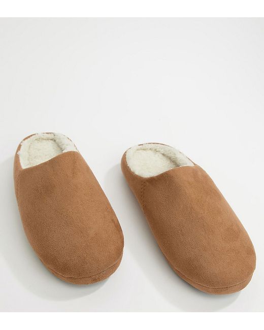 Asos Design slip on slippers in with faux shearling lining