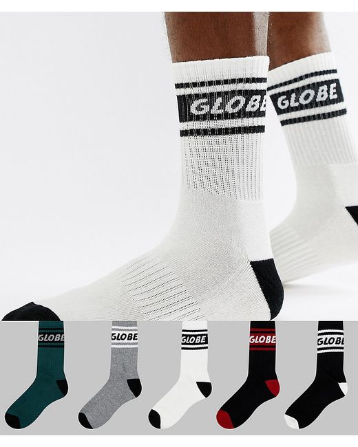 Globe Logo Band Socks 5 Pack