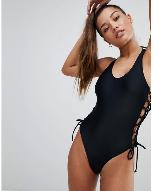Noisy May Swimsuit With Tie Up Side Detail