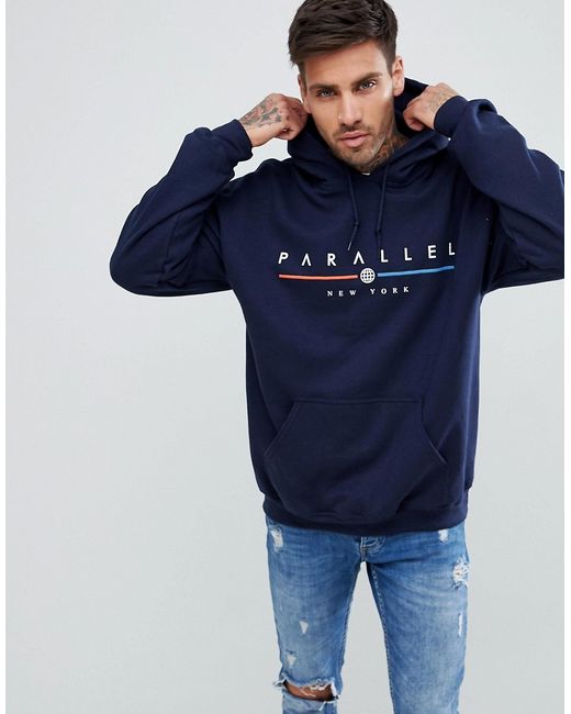 New Look Hoodie With Parallel Print In
