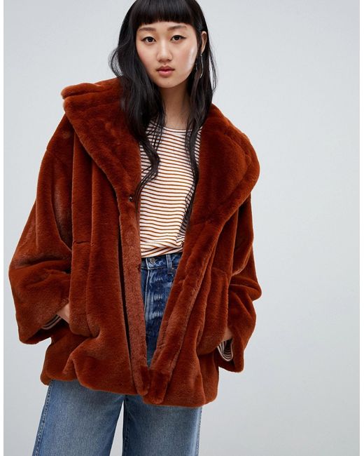 Weekday super soft faux fur coat in