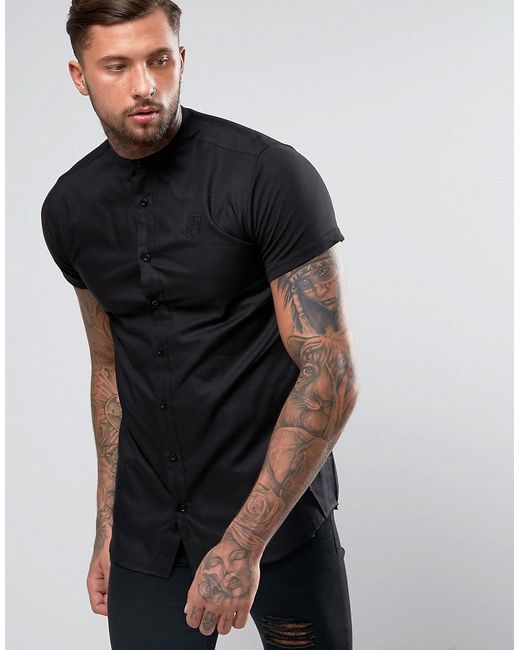 SikSilk Shirt With Jersey Sleeves In Skinny Fit