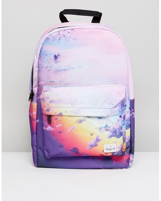 Spiral Backpack With Cloud Print