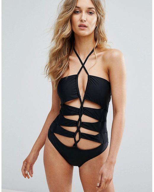 Noisy May Tan Lines Laced up Swimsuit