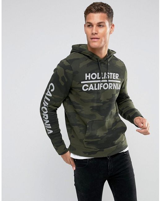Hollister Hoodie Athletic Print Logo in Camo