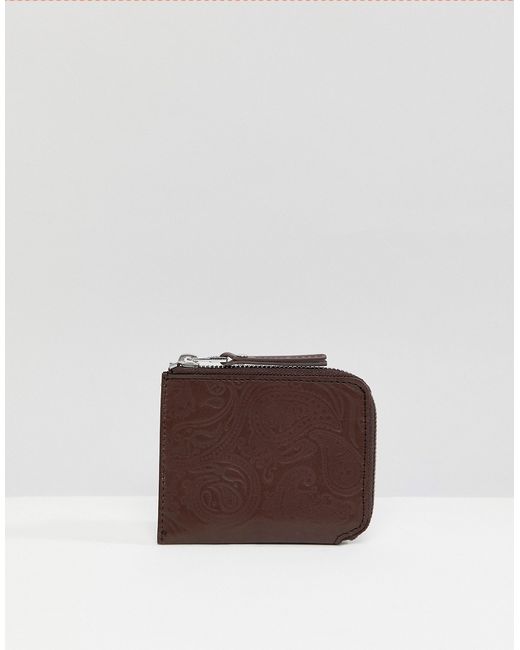 Pretty Green embossed leather paisley billfold wallet in