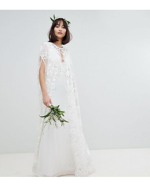 Tfnc WEDDING Floor length Lace Embroidered Maxi Cape