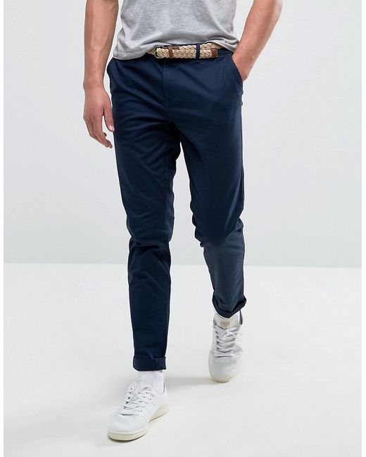Pull & Bear Slim Chinos In With Belt