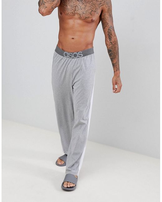 Asos DESIGN straight pyjama bottoms in marl with side