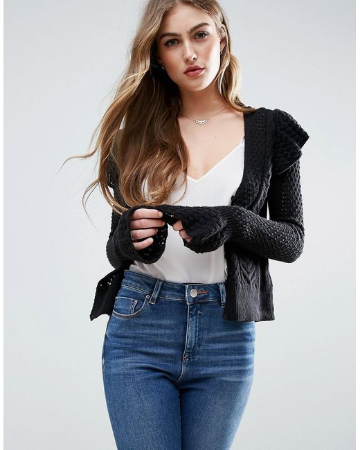 Asos Cardigan in Pointelle Stitch and Ruffle Sleeves
