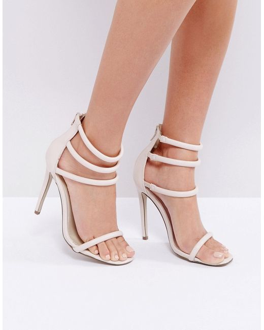 Missguided Nude Four Strap Barely There Heels