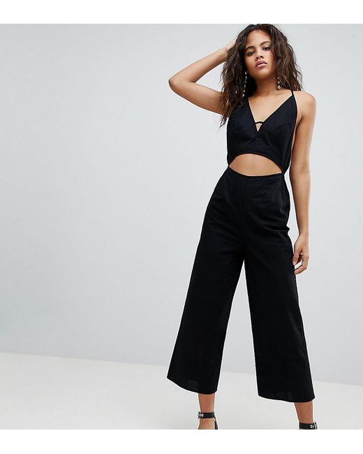 ASOS Tall DESIGN Tall cotton jumpsuit with cut out detail