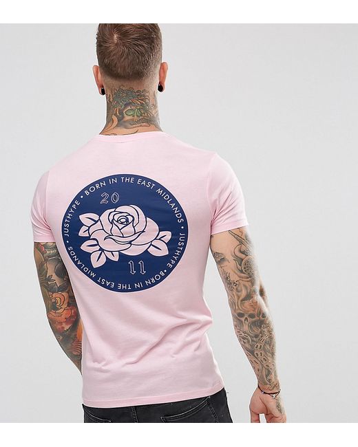 Hype T-Shirt In With Rose Back Print