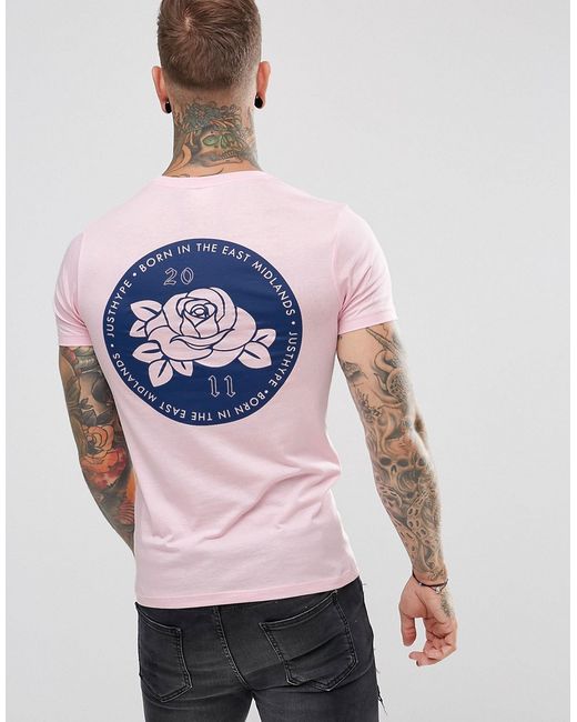 Hype T-Shirt In With Rose Back Print