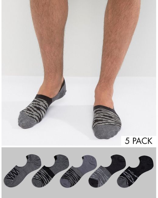Asos Invisible Socks In Monochrome Geo-Tribal Design 5 Pack
