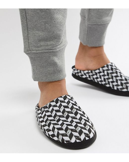 Asos Design slip on slippers in and white diagonal checkerboard