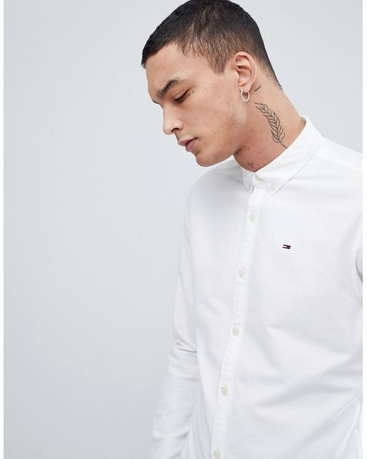 Tommy Jeans Button Down Collar Regular Fit Basic Flag Logo Oxford