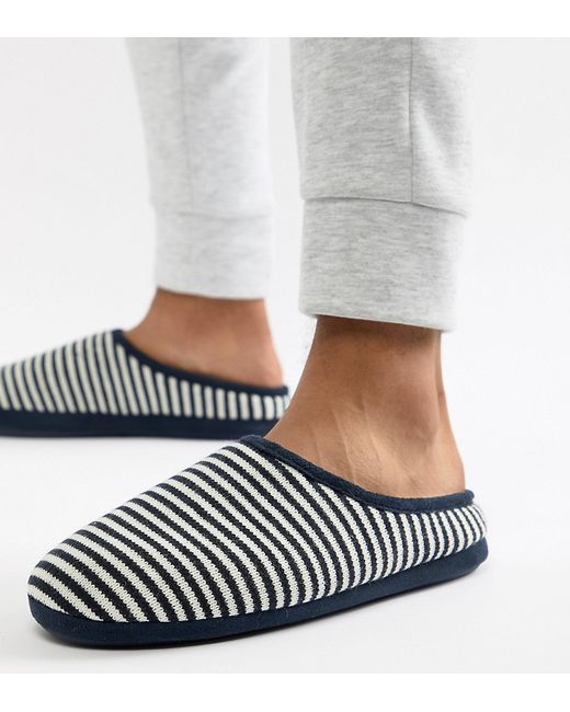 Asos Design slip on slippers in and white stripe