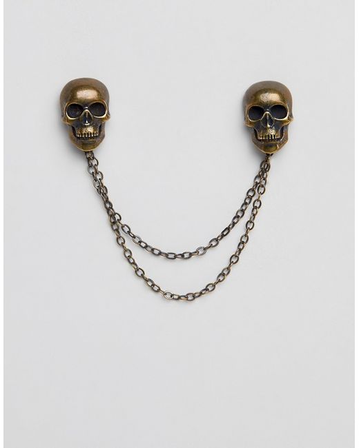 Twisted Tailor brass skull collar chain