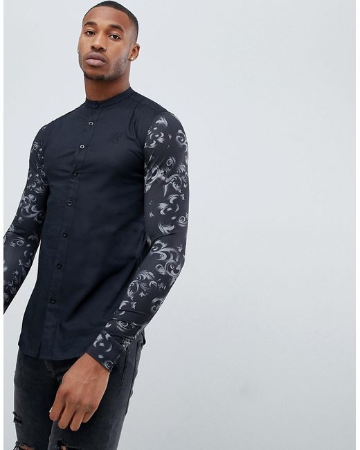 SikSilk shirt in with contrast sleeves