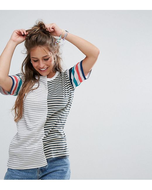 ASOS Petite T-Shirt in Oversized Fit and Mix Match Stripes