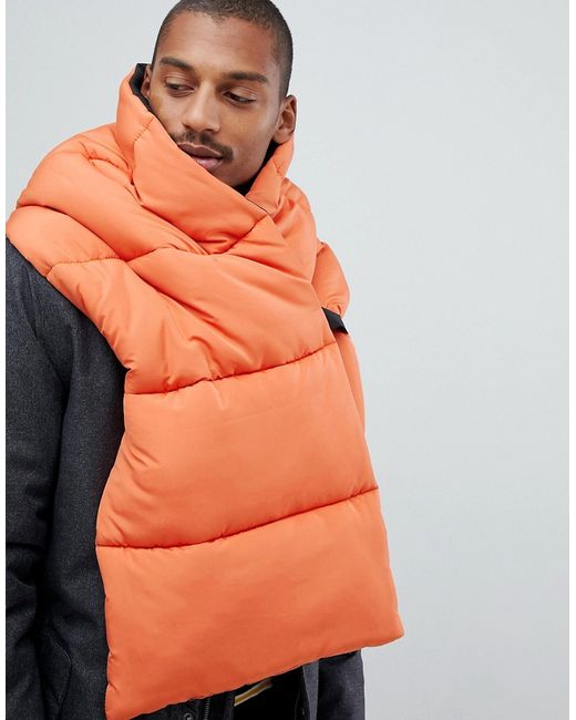 Asos Design color block padded scarf in black orange