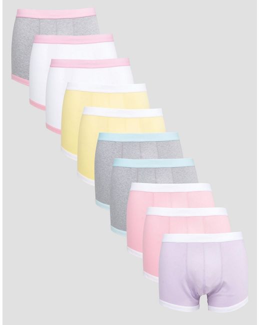 Asos Trunks In Pastel 10 Pack SAVE