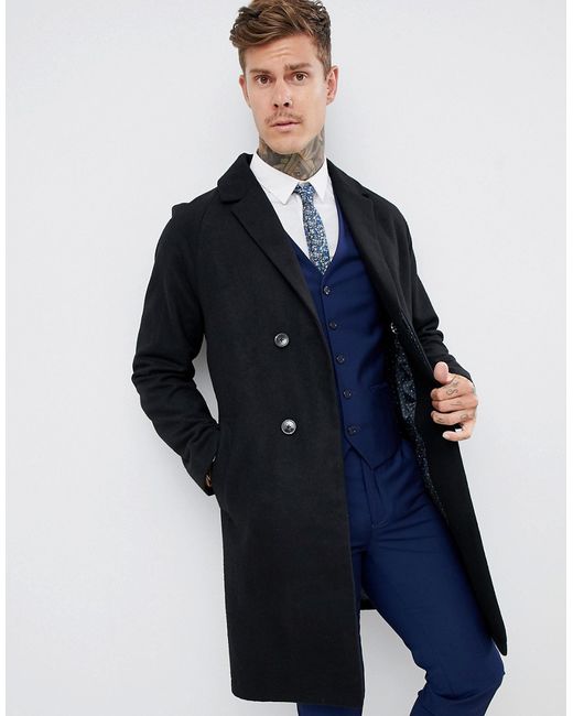 Harry Brown premium wool blend contrast cocoon coat