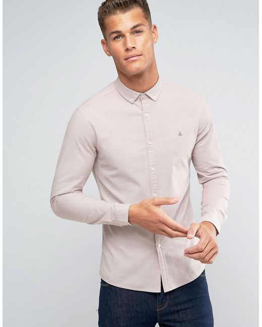 Asos Skinny Oxford Shirt With Logo In