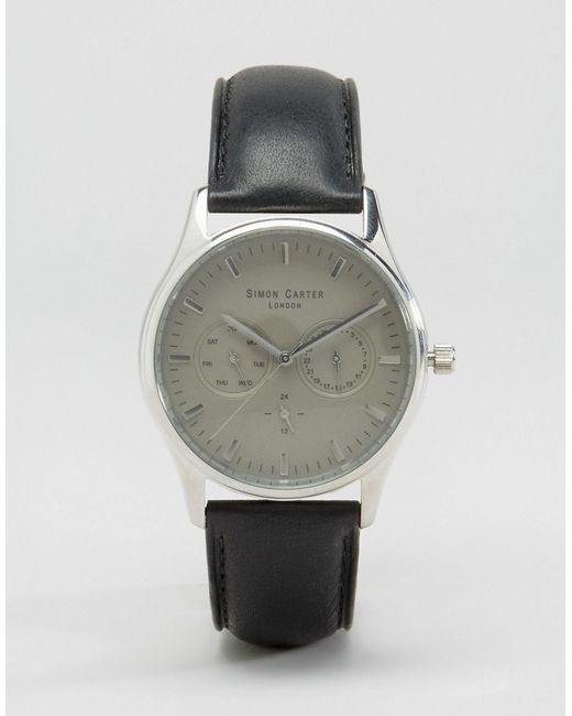 Simon Carter Leather Chronograph Watch With Dial