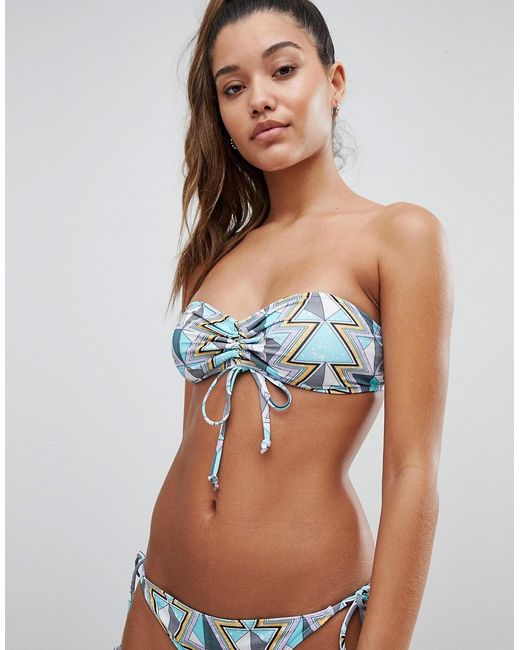 Noisy May Geo-Tribal Print Bandeau Bikini Top