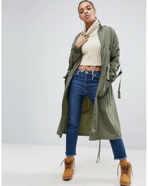 Asos Longline Parka with Parachute Strapping
