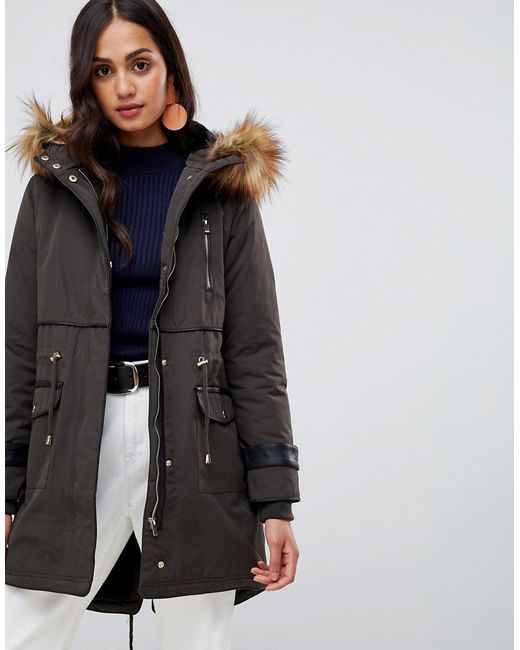 New Look faux fur lined parka