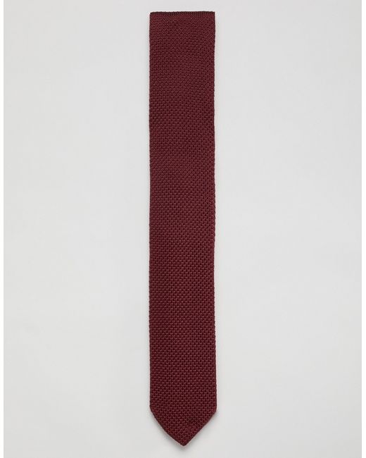 Twisted Tailor knitted tie in burgundy