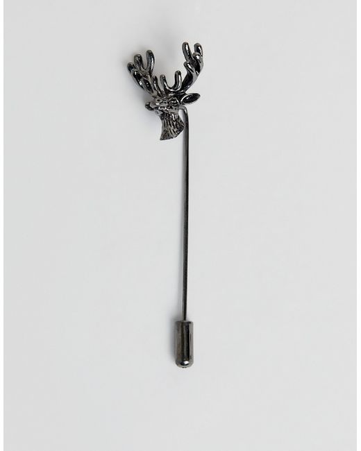 Twisted Tailor stag lapel pin in gunmetal