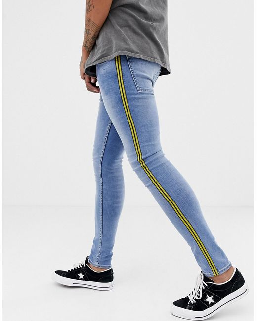 New Look super skinny jeans with mustard side stripe in