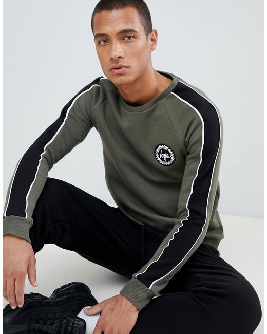 Hype sweatshirt in khaki with side stripe